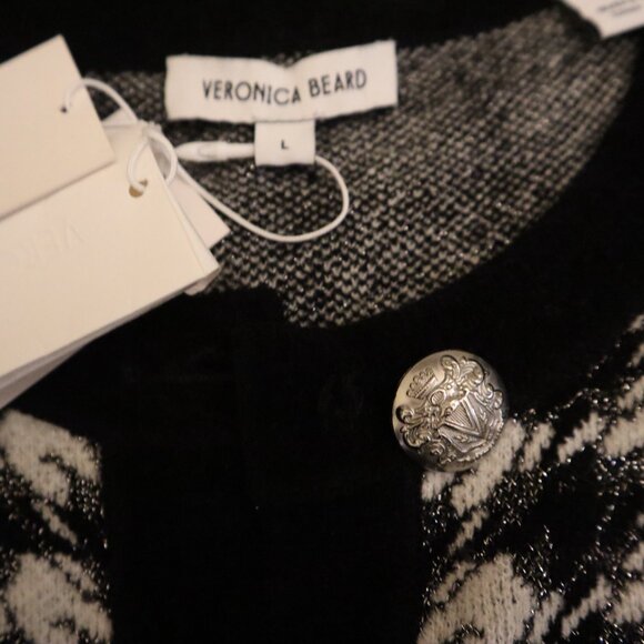 Veronica Beard Cardigan Sweater Primrose Houndstooth Size Large New Tag $548 - Picture 9 of 9
